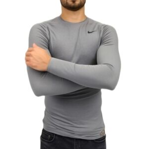 Nike Men's Gray Long Sleeve Pro Compression Athletic Pullover Shirt Size SML